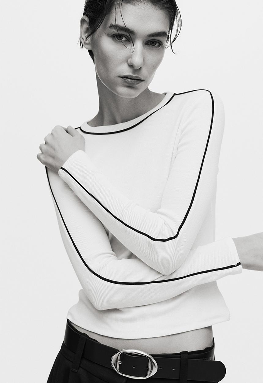 H&M - Ribbed jersey top - cream