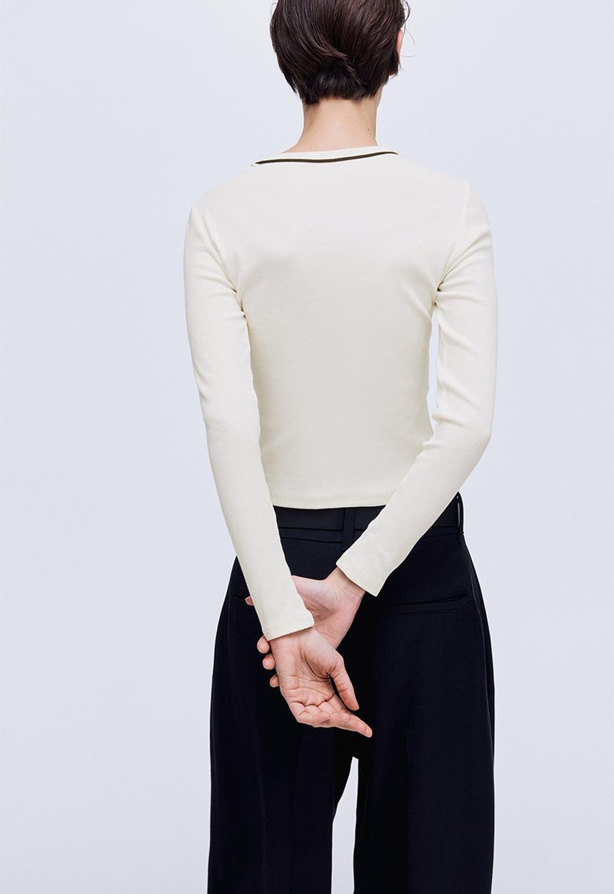 H&M - Ribbed jersey top - cream