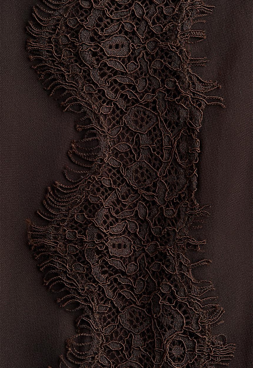 H&M - Lace-trimmed viscose dress - dark brown