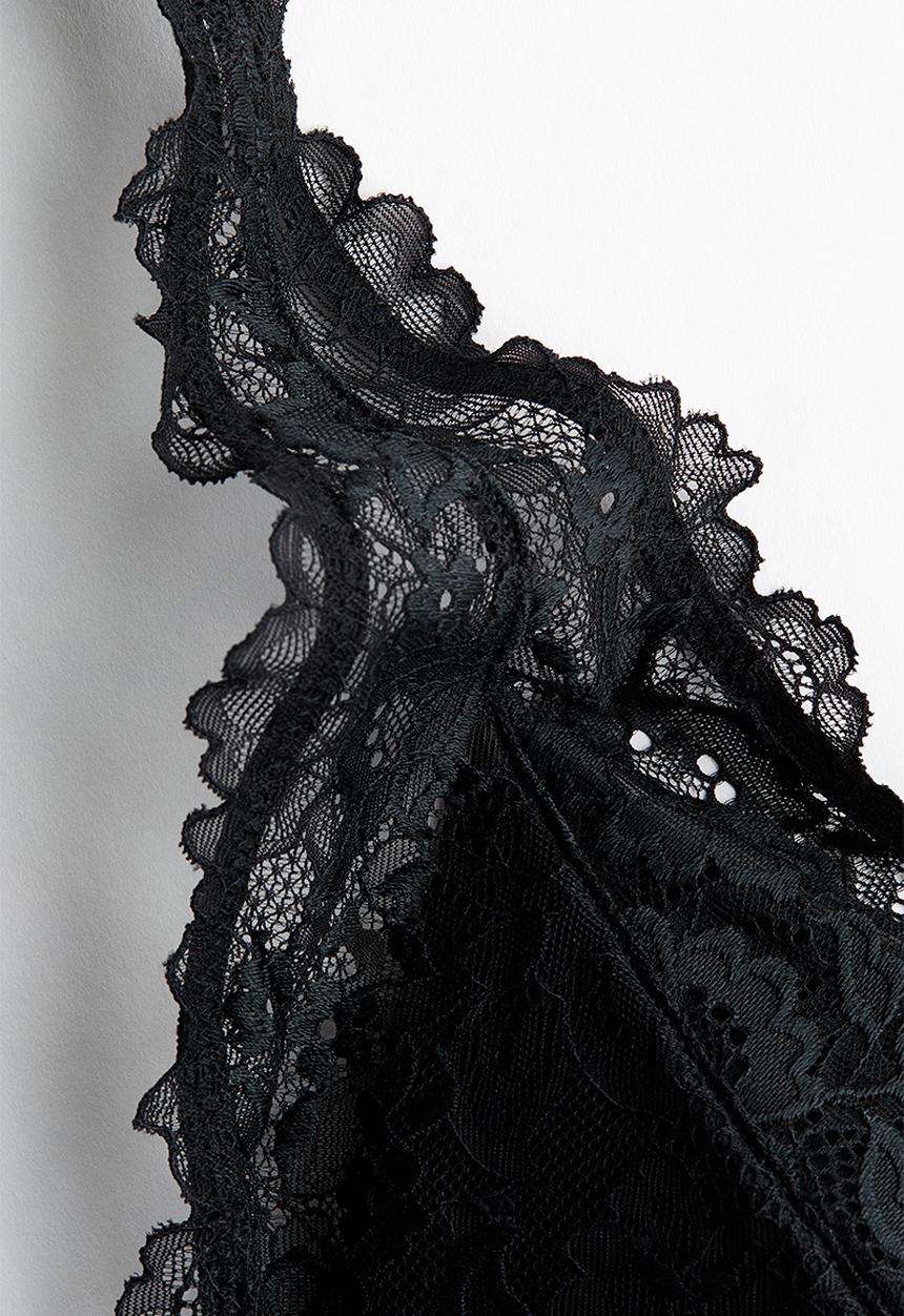 H&M - Padded soft lace bra - black