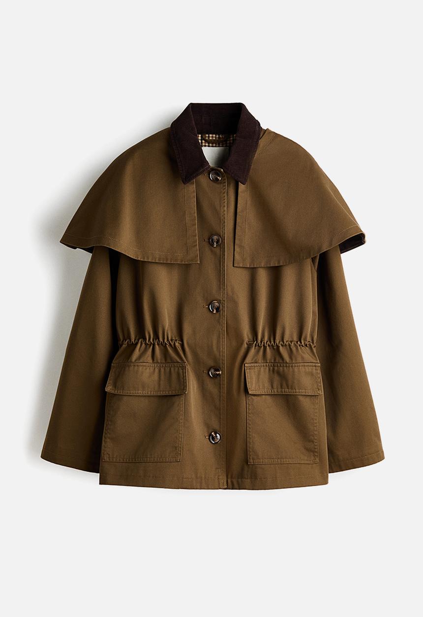 H&M - Cape-detail twill jacket - brown