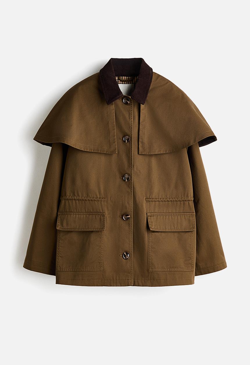 H&M - Cape-detail twill jacket - brown