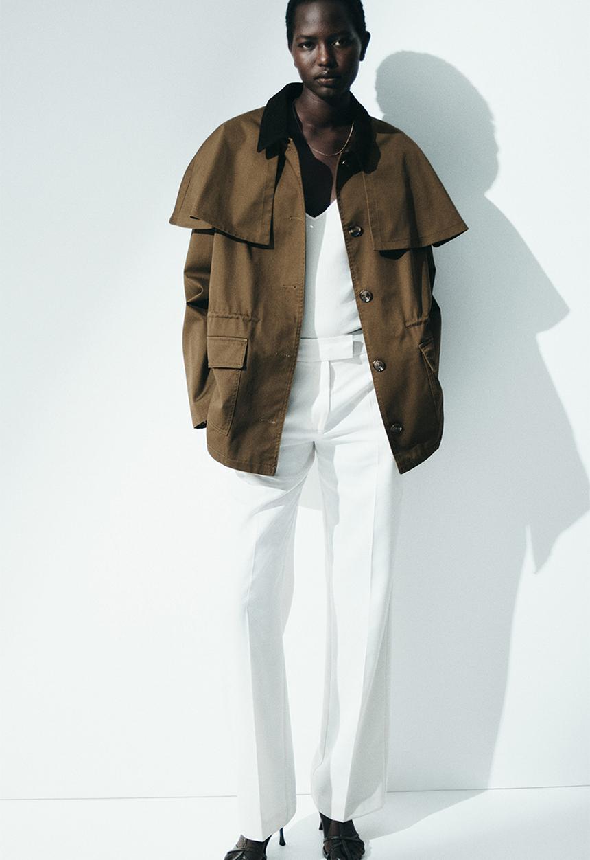 H&M - Cape-detail twill jacket - brown