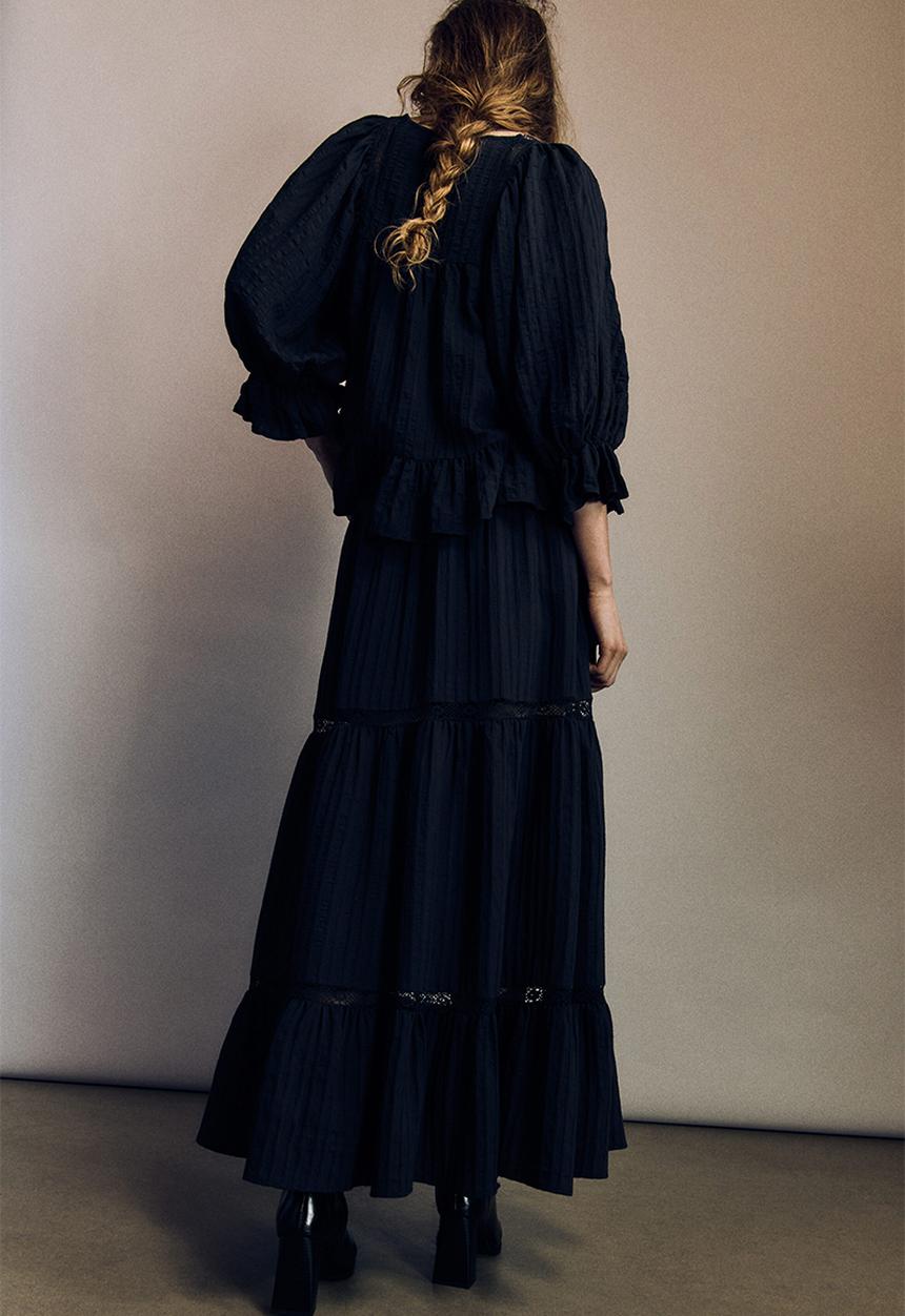 H&M - Lace-inset maxi skirt - black
