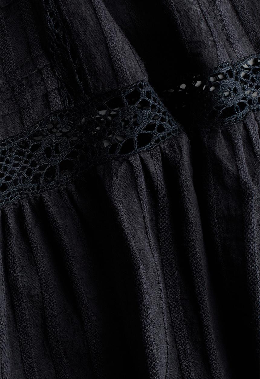 H&M - Lace-inset maxi skirt - black