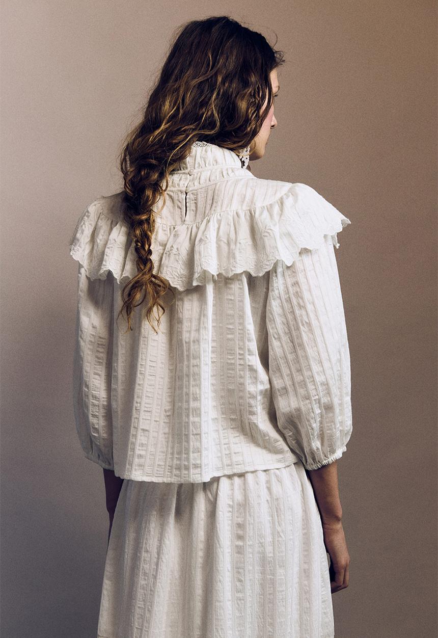 H&M - Flounce-trimmed blouse - white