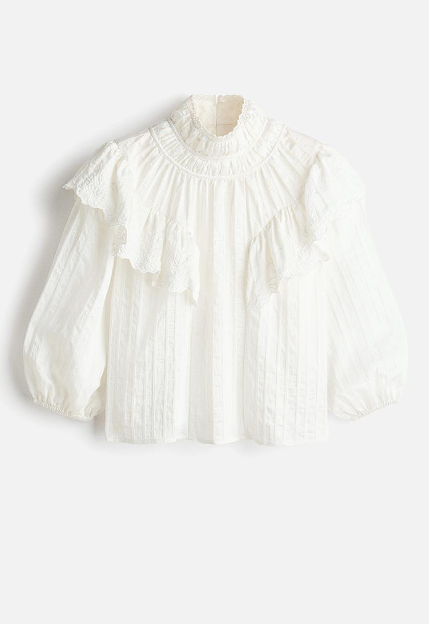 H&M - Flounce-trimmed blouse - white