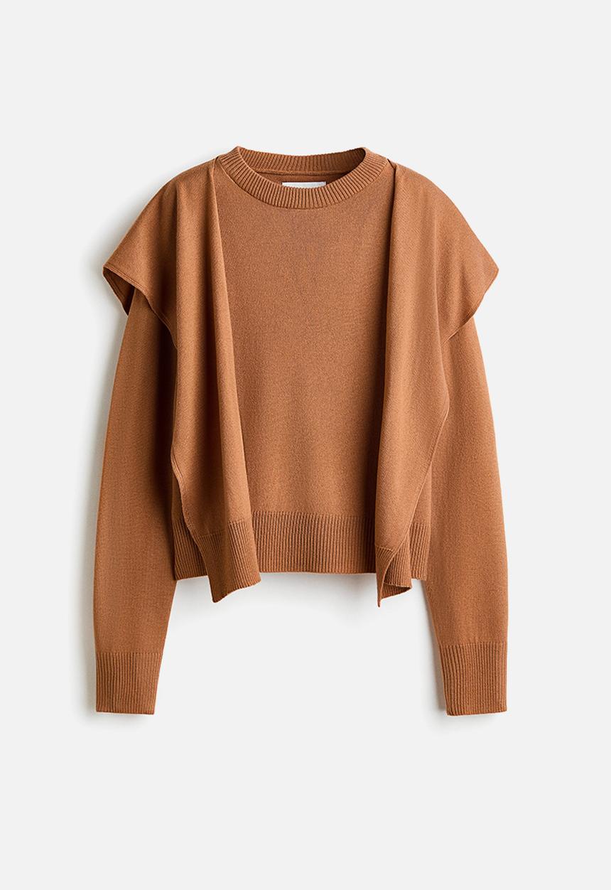 H&M - Scarf-detail jumper - light brown