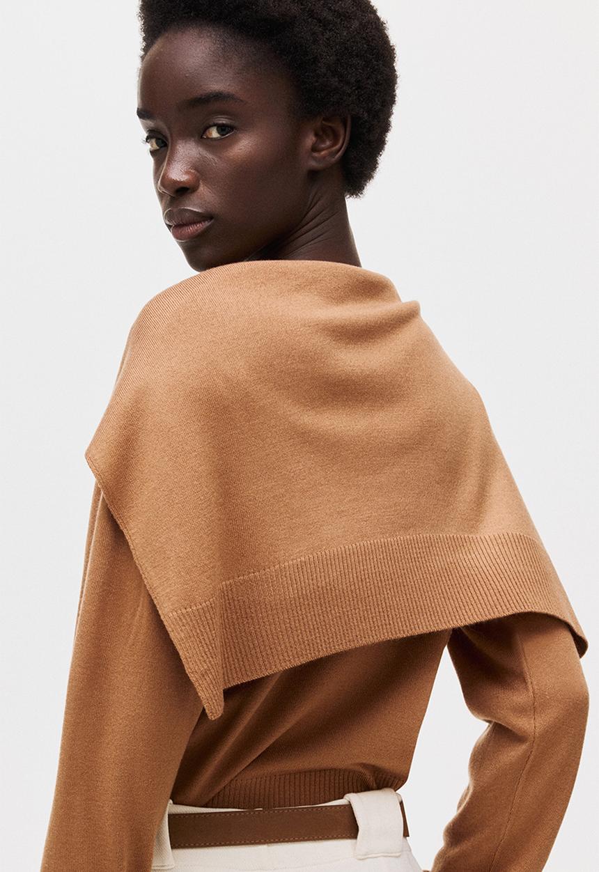H&M - Scarf-detail jumper - light brown