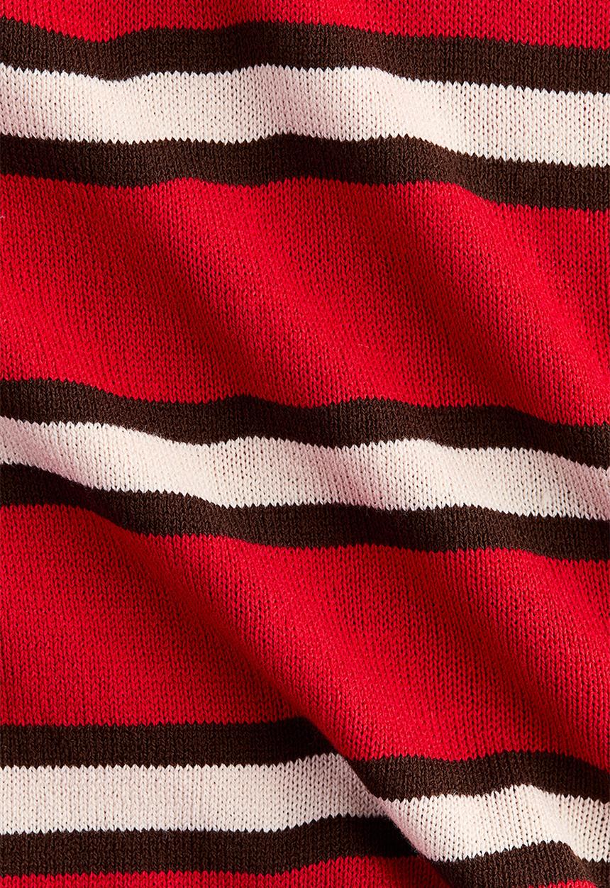 H&M - Oversized fine-knit polo shirt - red/striped