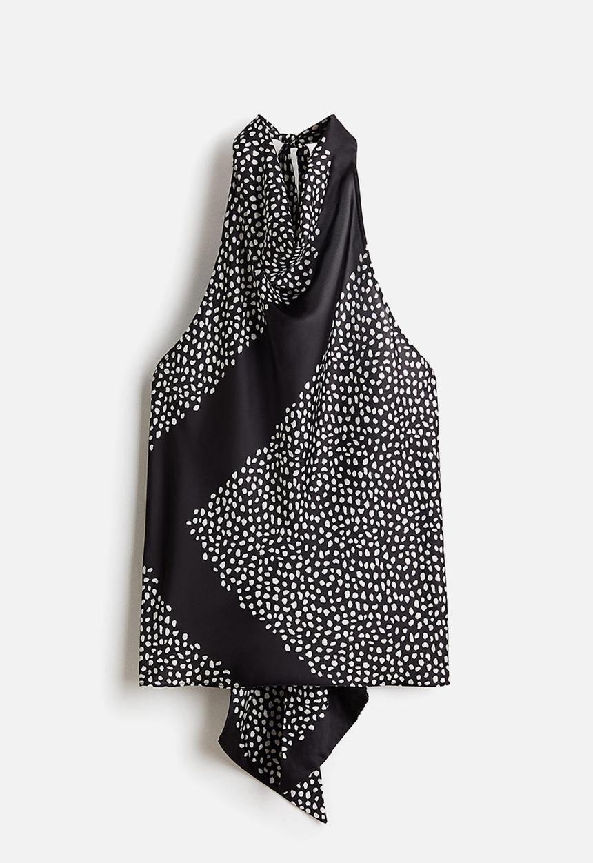 H&M - Halterneck top - black/spotted