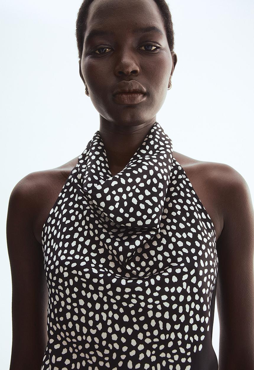 H&M - Halterneck top - black/spotted