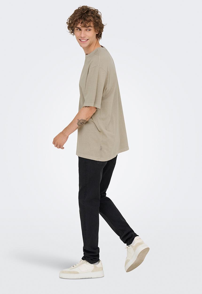 Only & Sons - ONSDISTRESS Relaxed Short Sleeve Tee - Beige