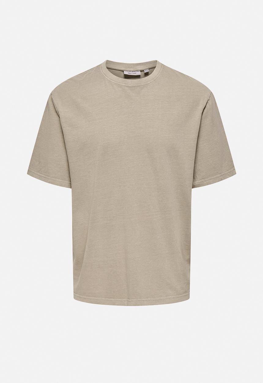 Only & Sons - ONSDISTRESS Relaxed Short Sleeve Tee - Beige