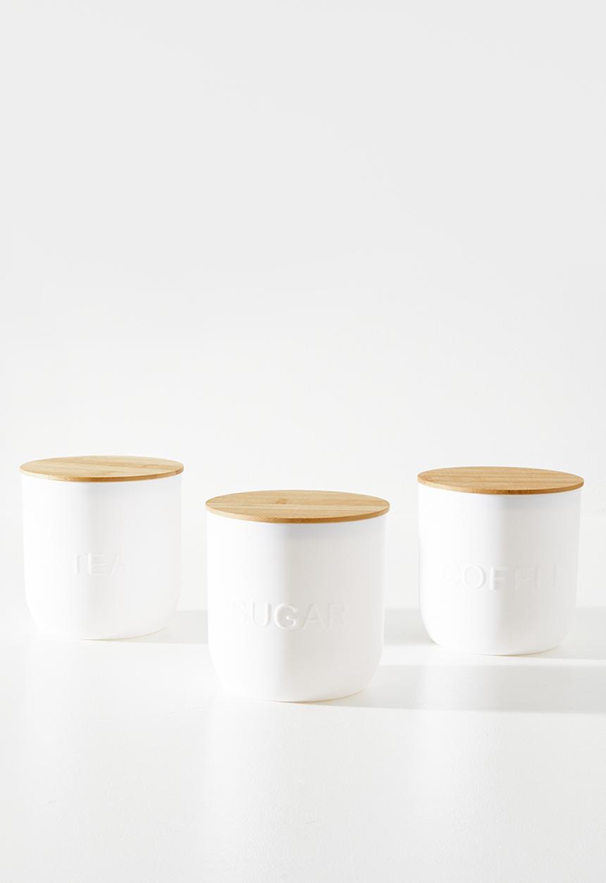 Excellent Houseware - Storage Cannister Set Of 3 - White