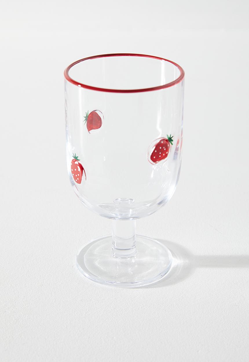 Excellent Houseware - Strawberry wine glass set of 2 - Clear