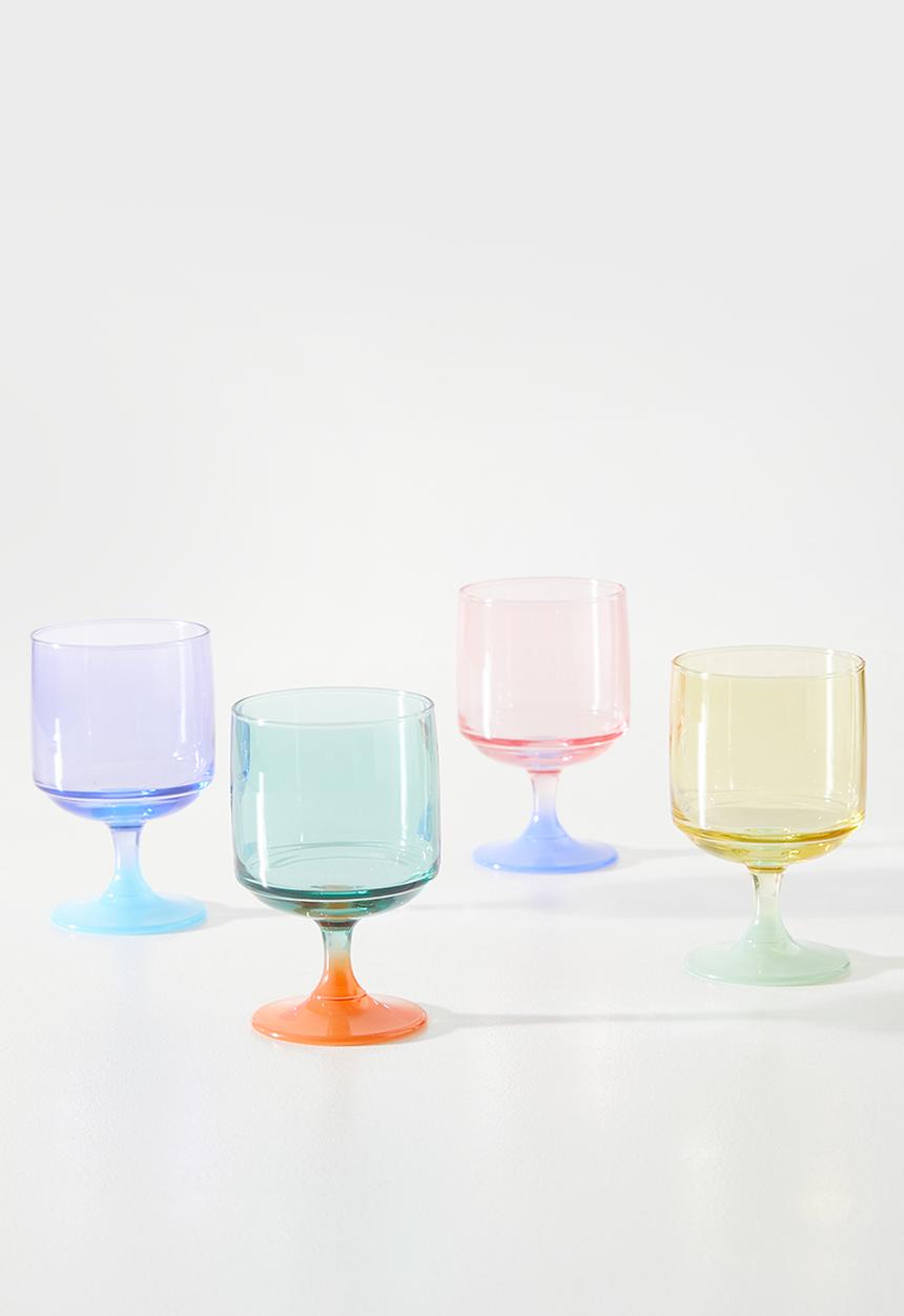 Excellent Houseware - Fun wine glasses set of 4 - multi