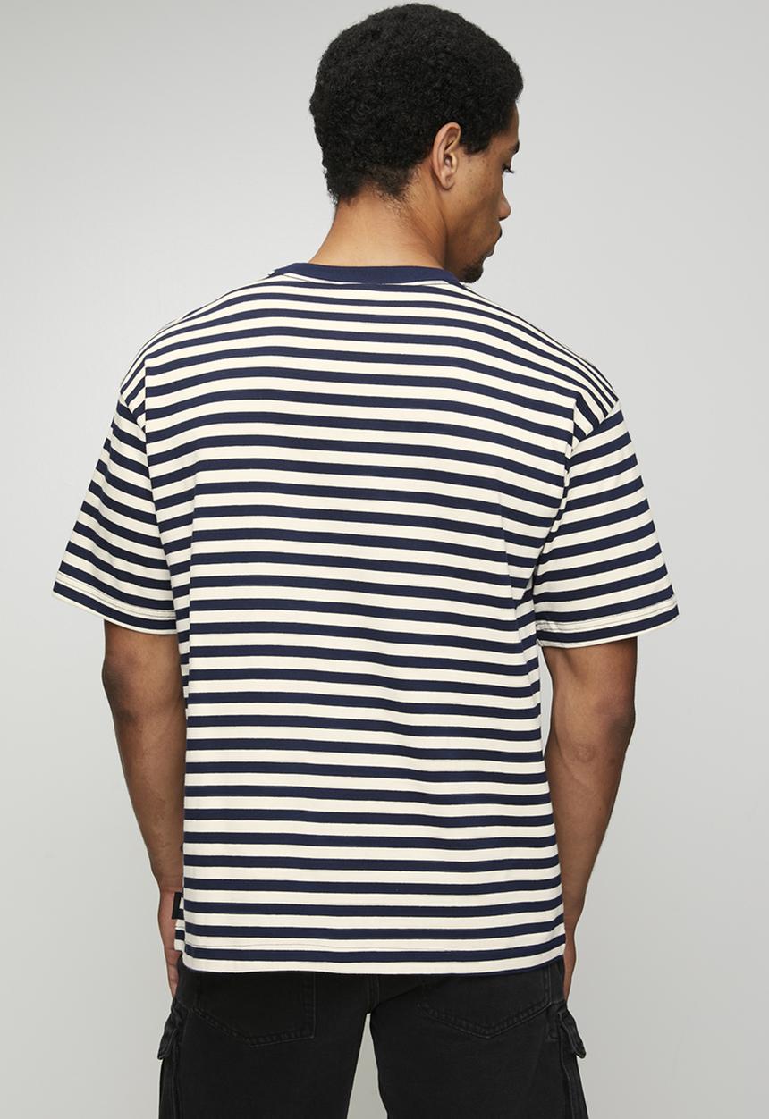 adidas Originals - STRIPED Tee  - Ecru tint/Collegiate Navy