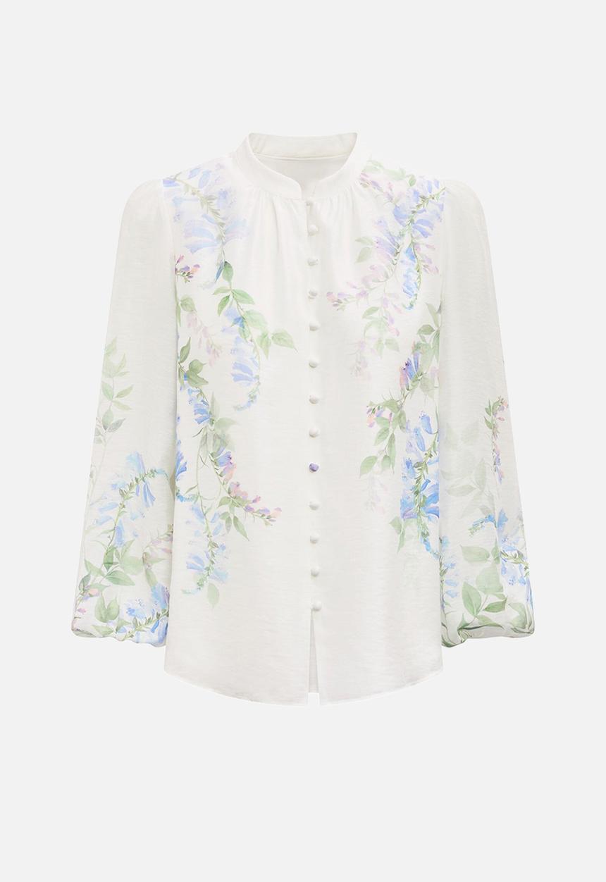 Forever New - Dove placement print blouse in wisteria floral