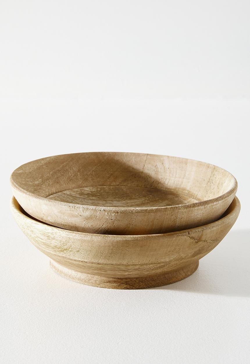 Excellent Houseware - Mango wood bowls set of 2 - Natural