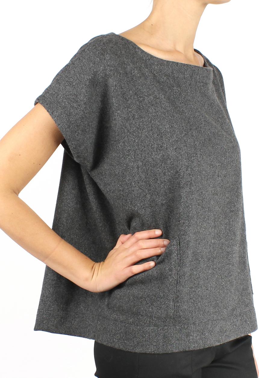 Take Care Boutique - Pocket Box Tee – Grey Melange