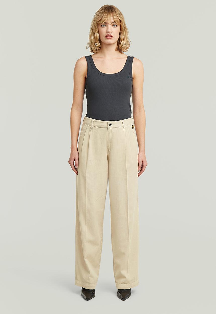 G-STAR - Pleated chino wmn - dk brick gd