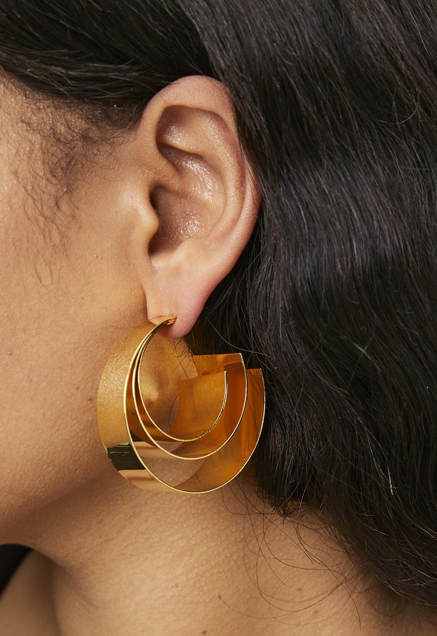 Tessa Design - Ren Layered Wide Hoop Earrings-Gold