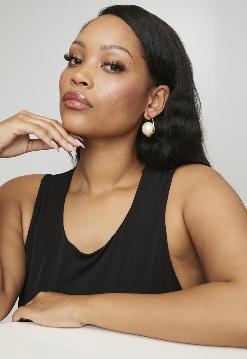 Tessa Design - Remi Pearl Orbiter Earrings-Gold