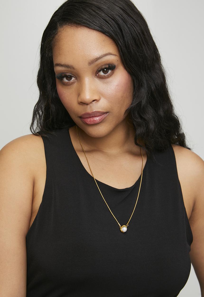 Tessa Design - Reverie Pearl Lariat Necklace-Gold