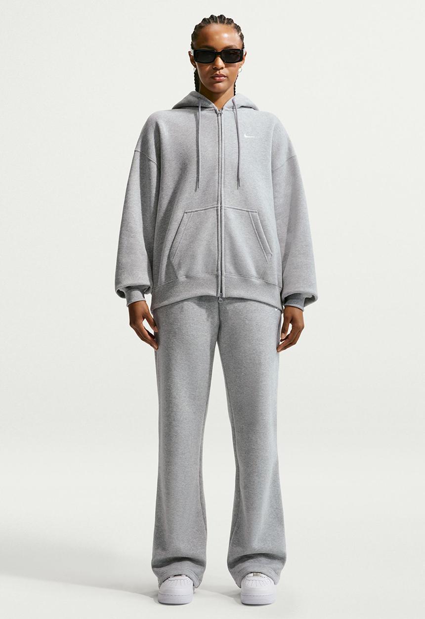 Nike - Nike Studio Fleece Medium Weight Women's Oversized Full-Zip Hoodie - Dk Grey Heather/Sail