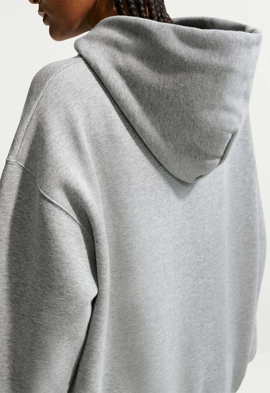 Nike - Nike Studio Fleece Medium Weight Women's Oversized Full-Zip Hoodie - Dk Grey Heather/Sail