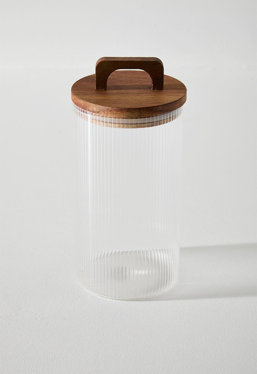 Excellent Houseware - Ribbed glass storage - Clear