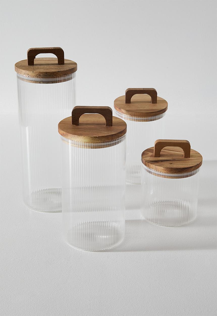 Excellent Houseware - Ribbed glass storage - Clear