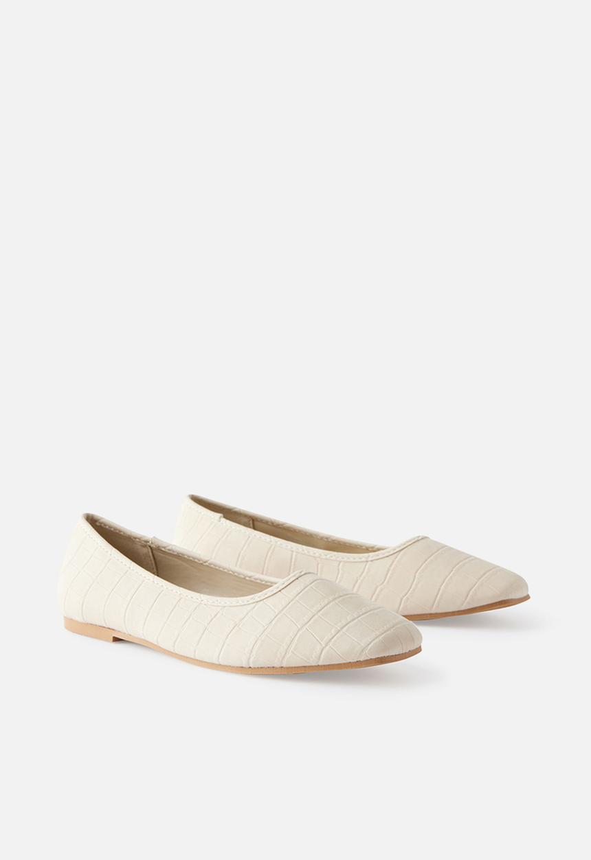 Cotton On - Frankie ballet - ecru croc micro