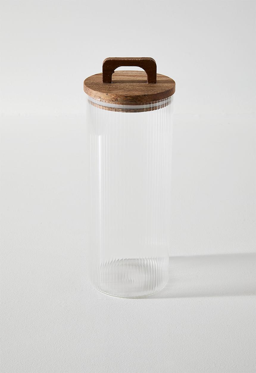 Excellent Houseware - Ribbed glass storage - Clear