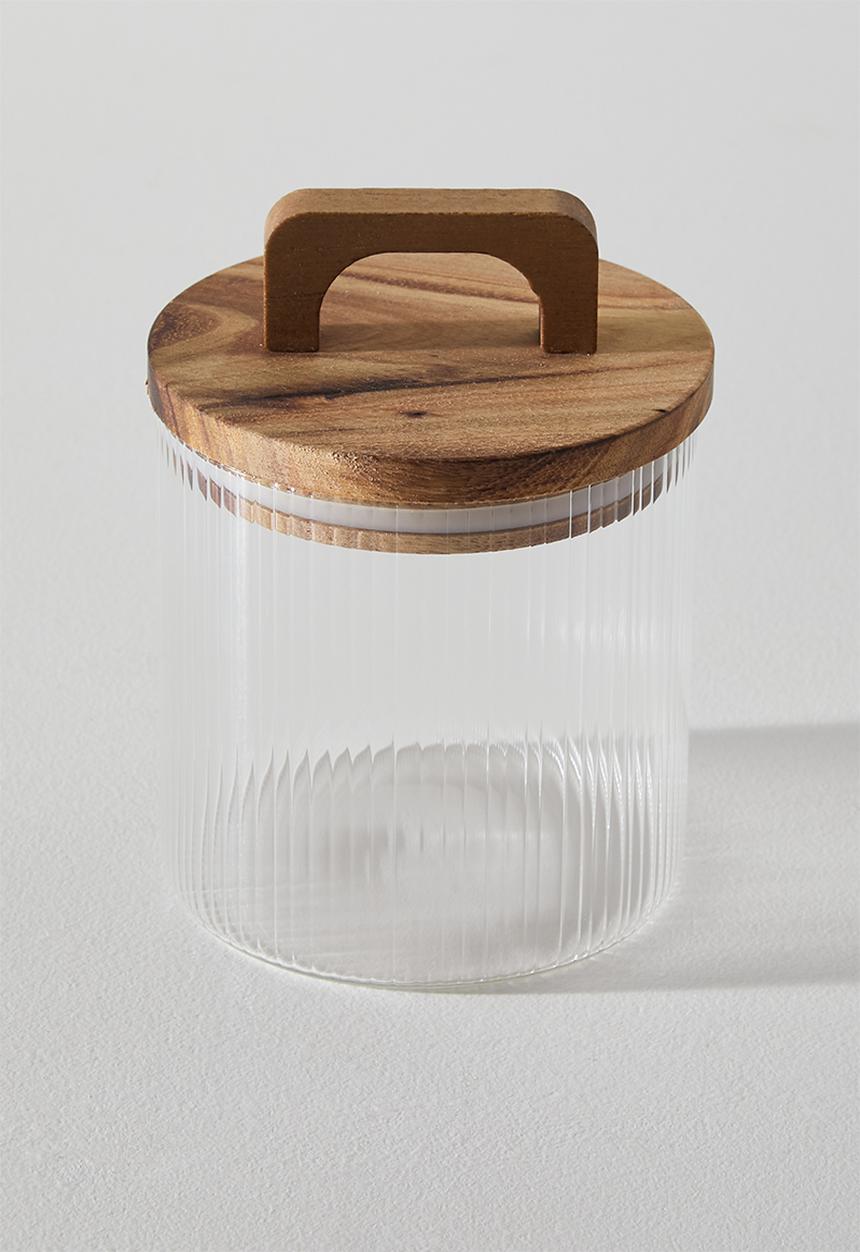 Excellent Houseware - Ribbed glass storage - Clear