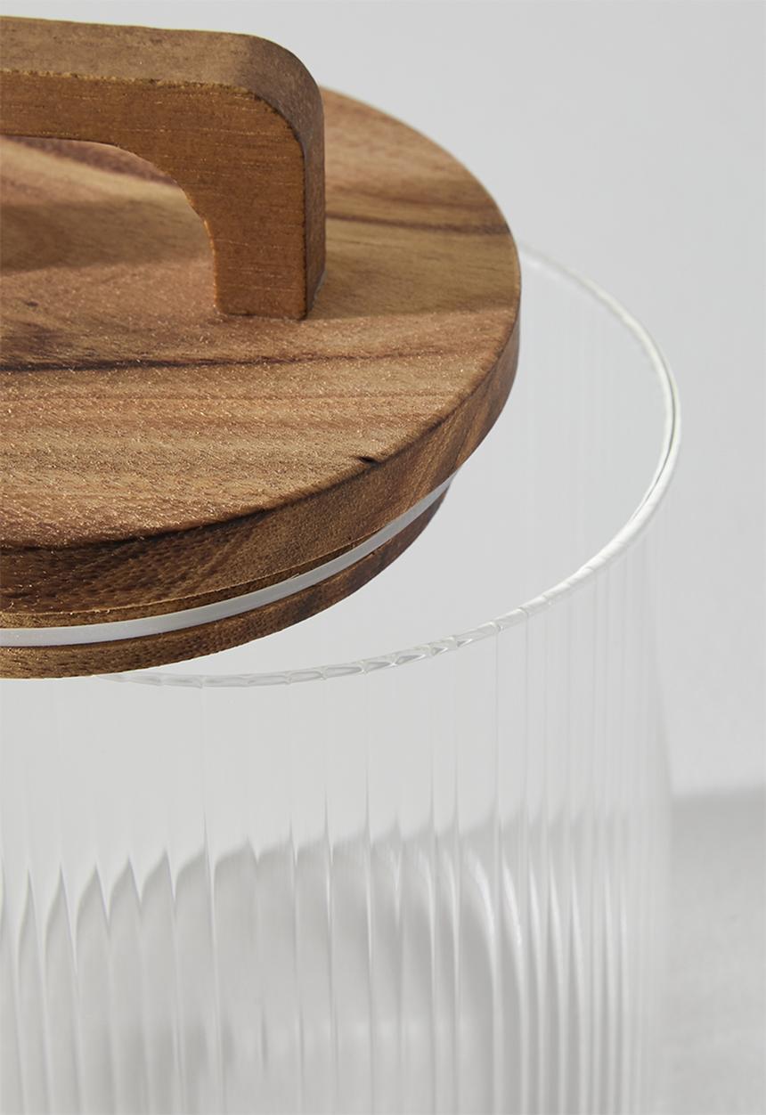 Excellent Houseware - Ribbed glass storage - Clear