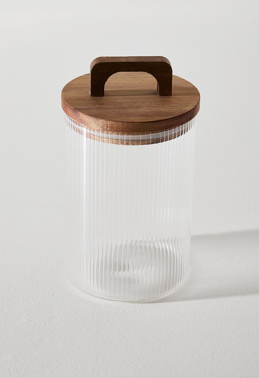 Excellent Houseware - Ribbed glass storage - Clear