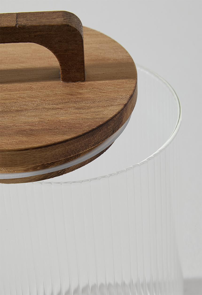 Excellent Houseware - Ribbed glass storage - Clear