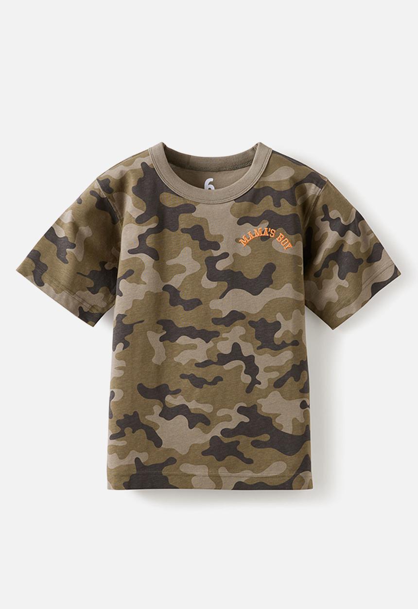 Cotton On - Essentials Graphic Short Sleeve Tee -  Camo/Mamas Boy
