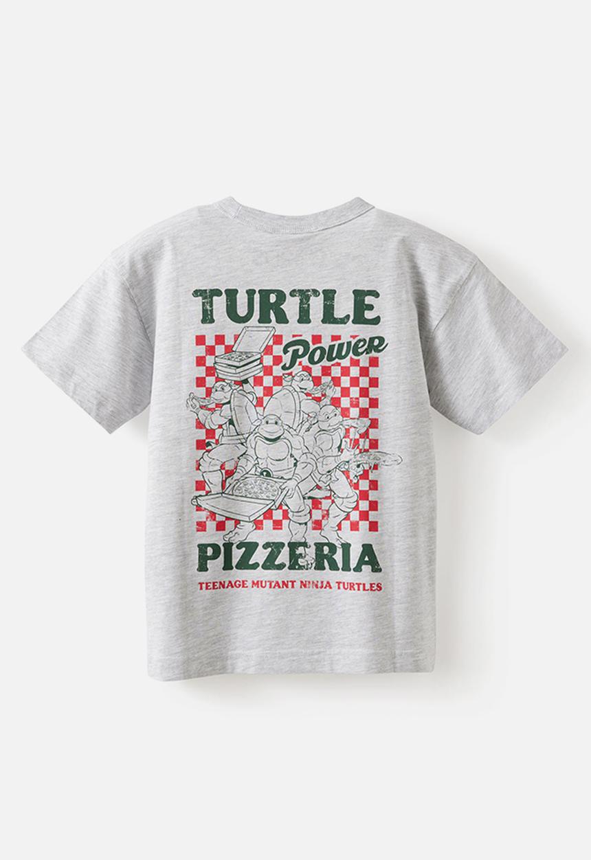 Cotton On - Licensed Drop Shoulder Short Sleeve Tee - Lcn Nic Grey Marle/Tmnt Pizzeria