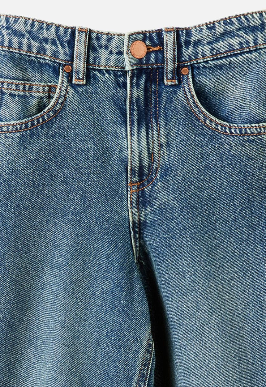 Cotton On - Unisex Super Barrel Leg Denim Jean - 90S Blue Haven Mid Blue/Mini Floral