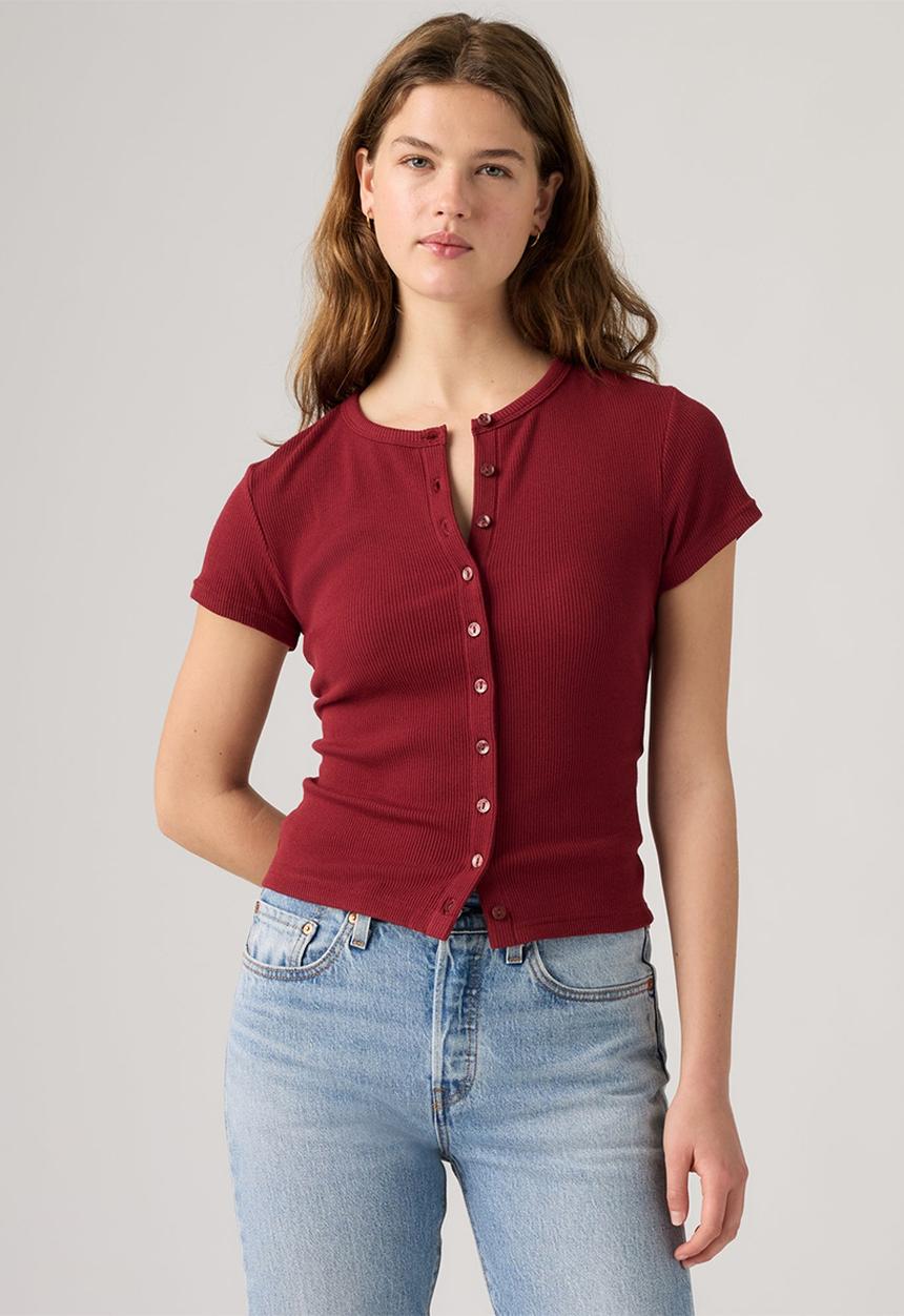 Levi’s® - Rory Button Through Short Sleeve - Warm Cabernet Rib