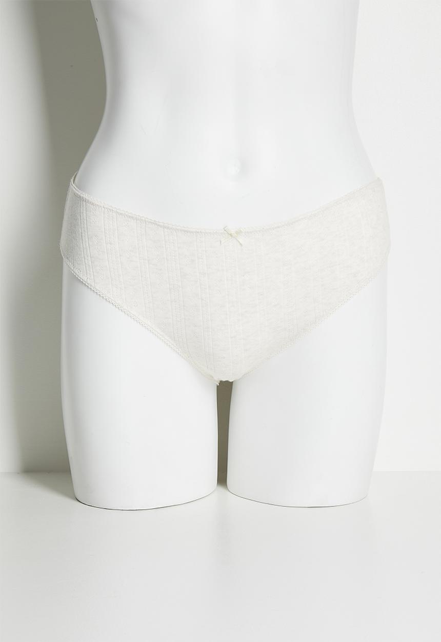 Cotton On - Cotton pointelle bikini brief 3 pack - wholesale - black/mid grey marle/butterscotch marle