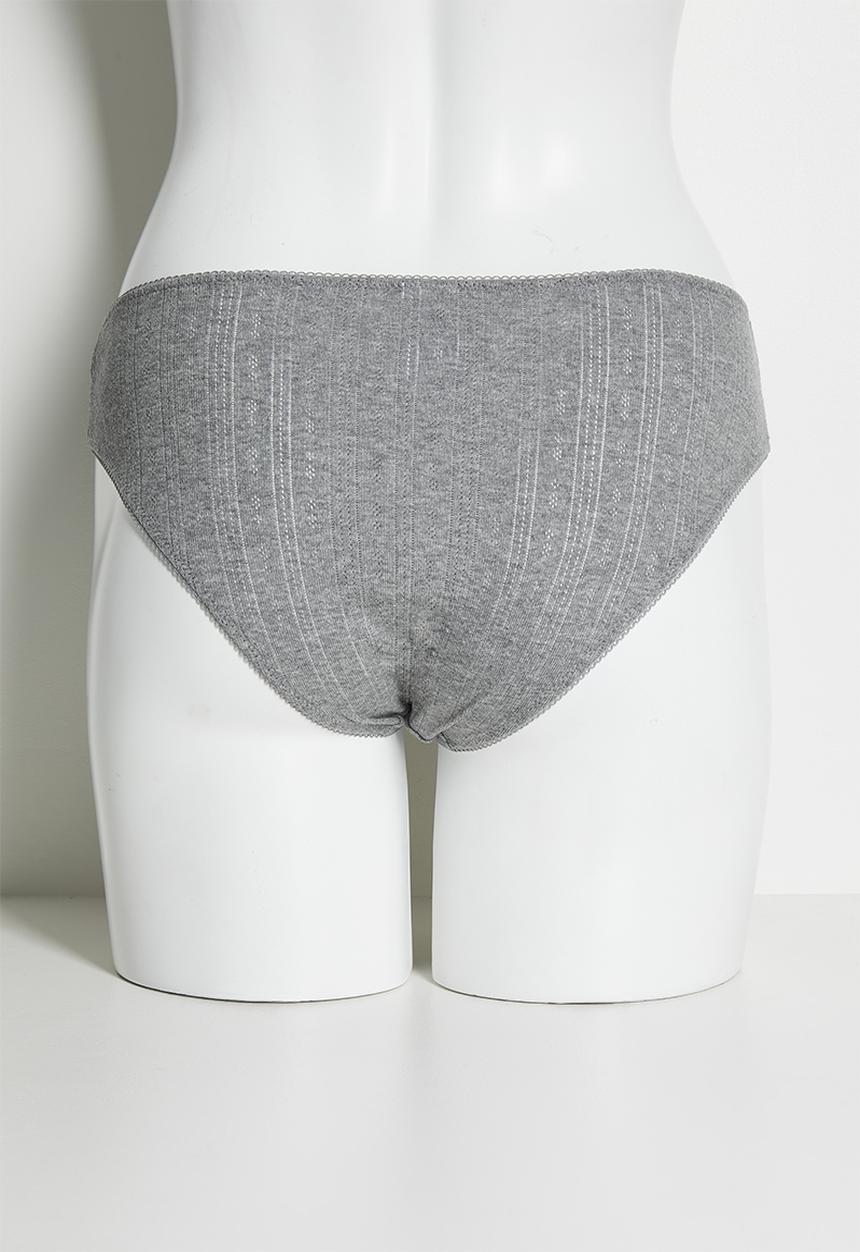 Cotton On - Cotton pointelle bikini brief 3 pack - wholesale - black/mid grey marle/butterscotch marle