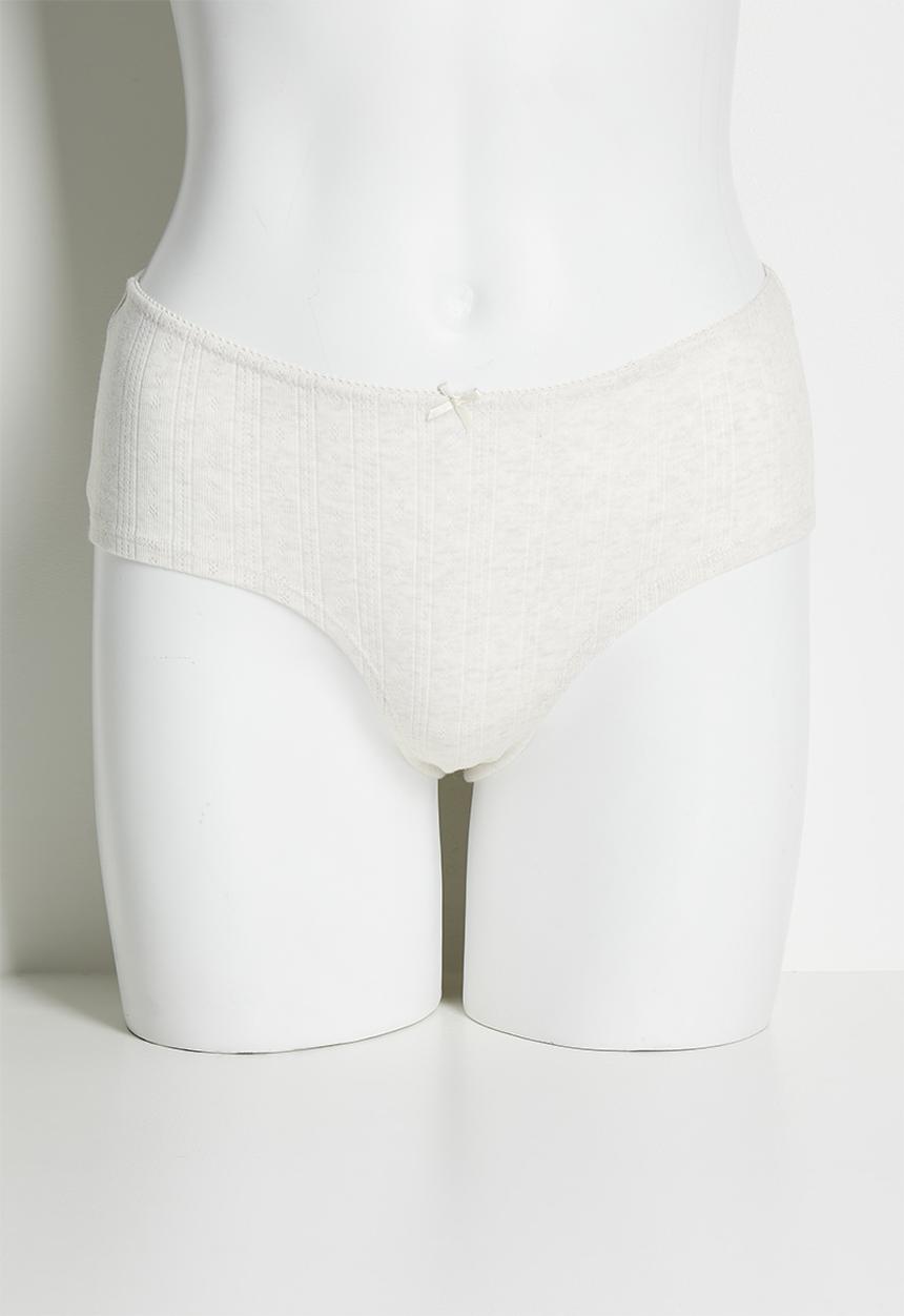 Cotton On - Cotton pointelle boyshort 3 pack - black/mid grey marle/ butterscotch marle