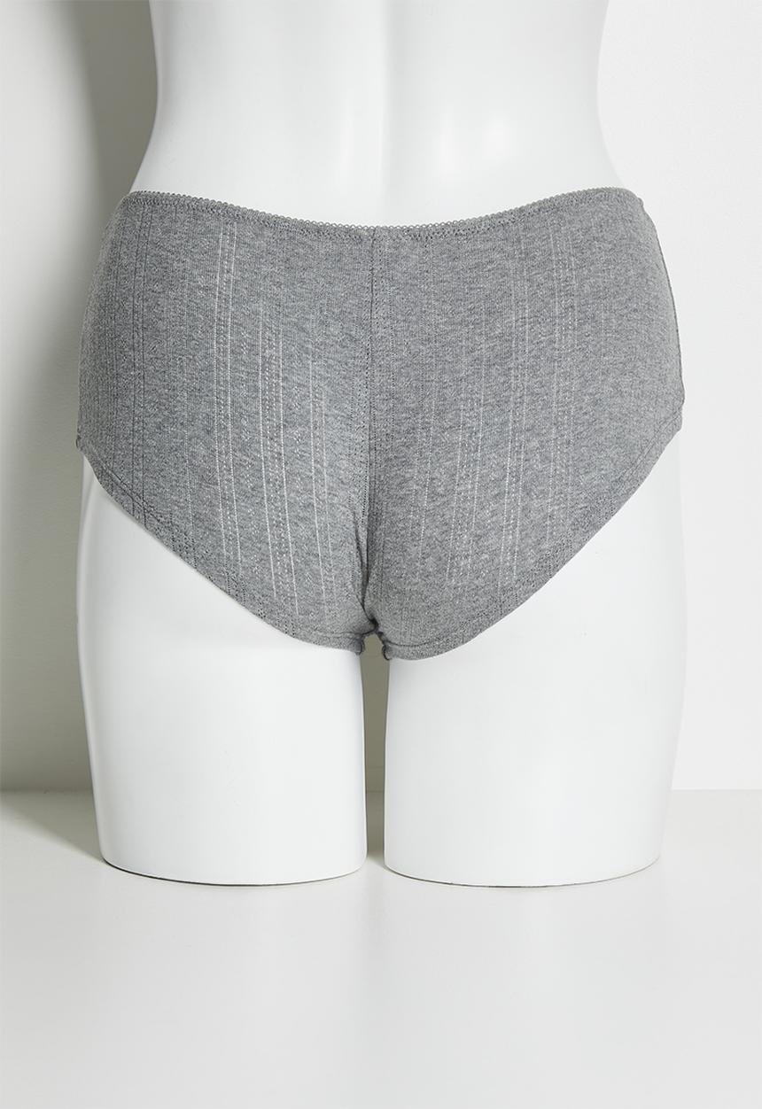 Cotton On - Cotton pointelle boyshort 3 pack - black/mid grey marle/ butterscotch marle