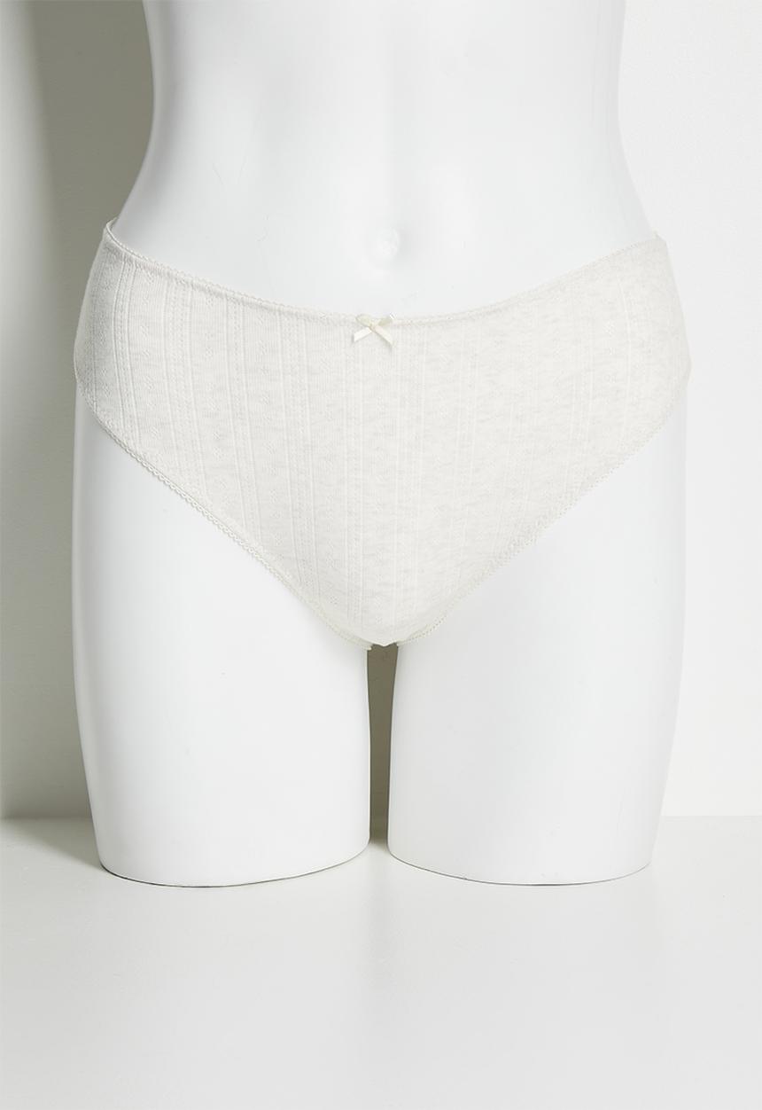 Cotton On - Cotton pointelle cheeky brief 3 pack - white/mid grey marle/butterscotch marle
