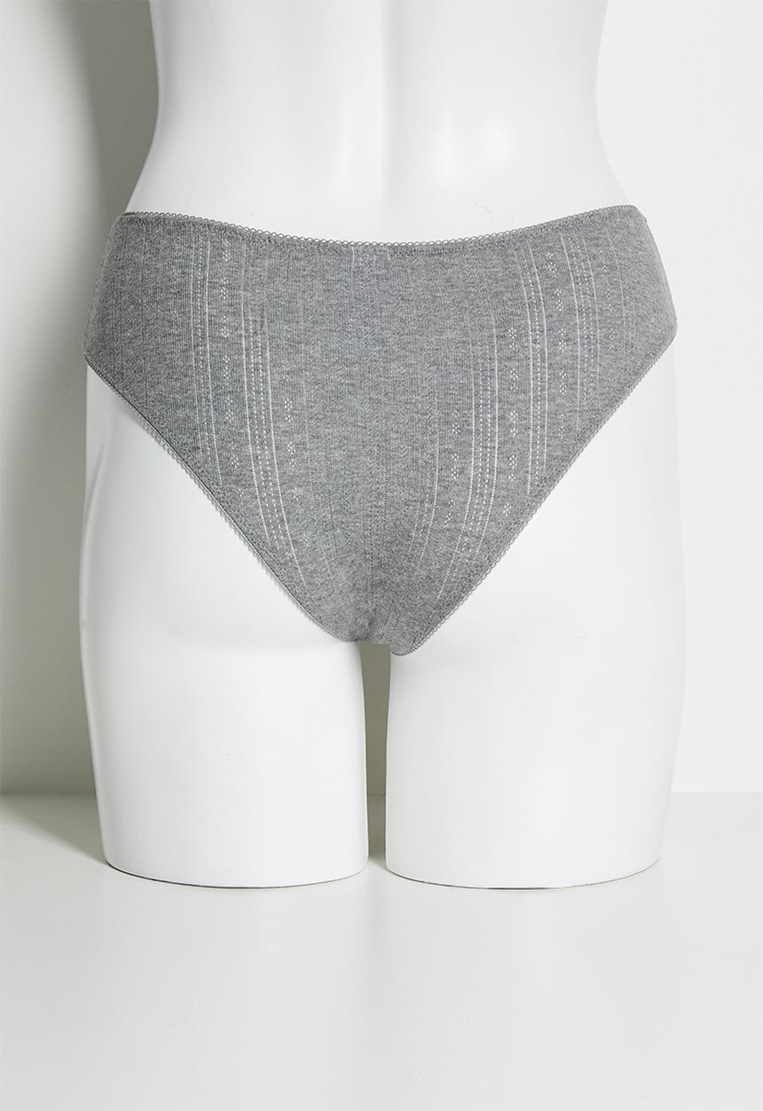 Cotton On - Cotton pointelle cheeky brief 3 pack - white/mid grey marle/butterscotch marle