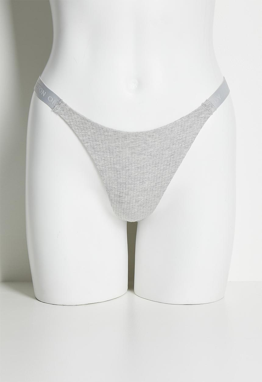 Cotton On - Branded dip front cotton tanga g string 3 pack - black/white/grey marle